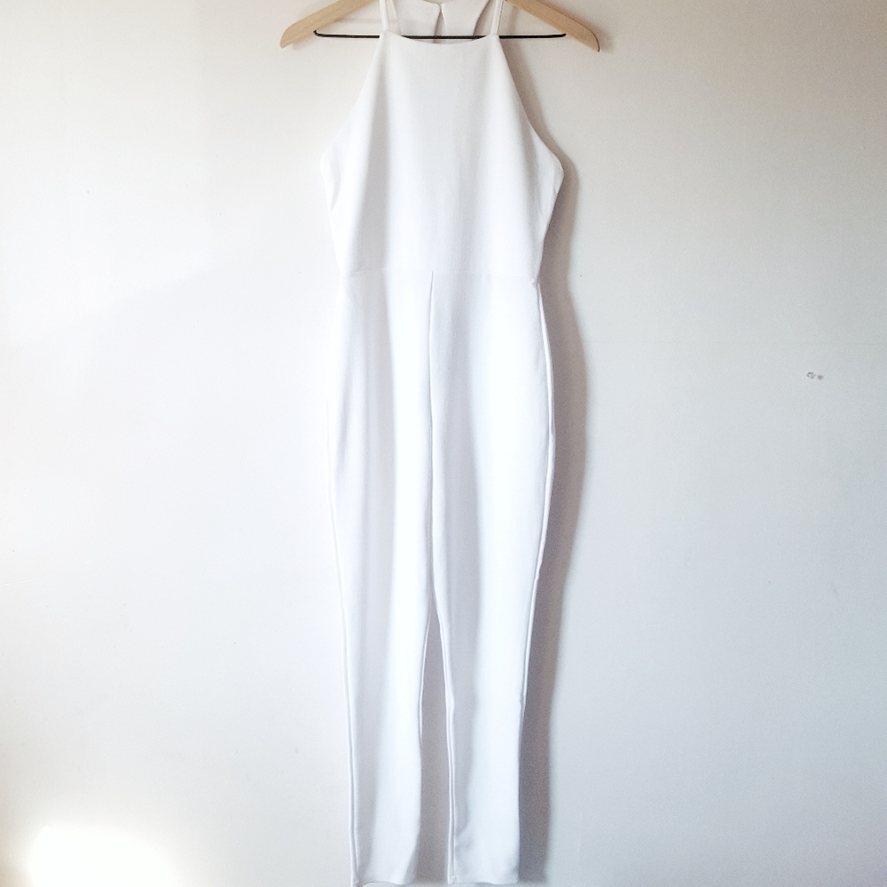 White Cut Out Back Jumpsuit